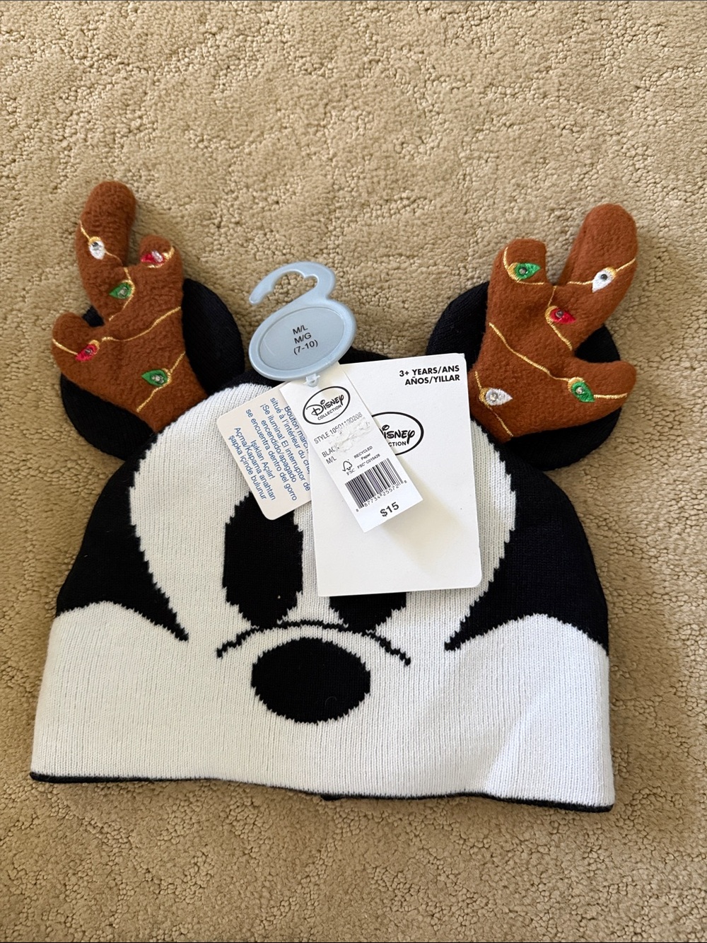 NWT Disney Mickey Reindeer Knit Hat with Antlers